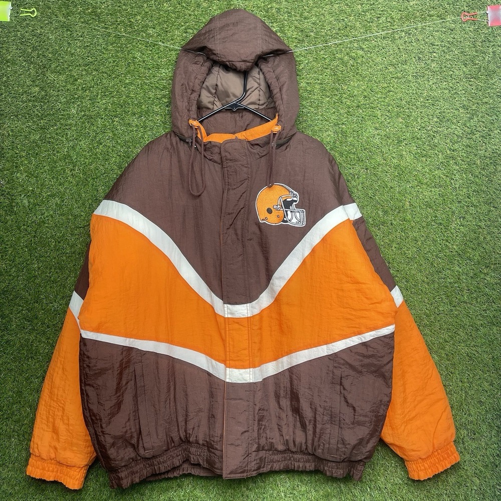 Vintage Cleveland Browns Jacket Mens XL Apex One Puffer Sportswear Full Zip Up